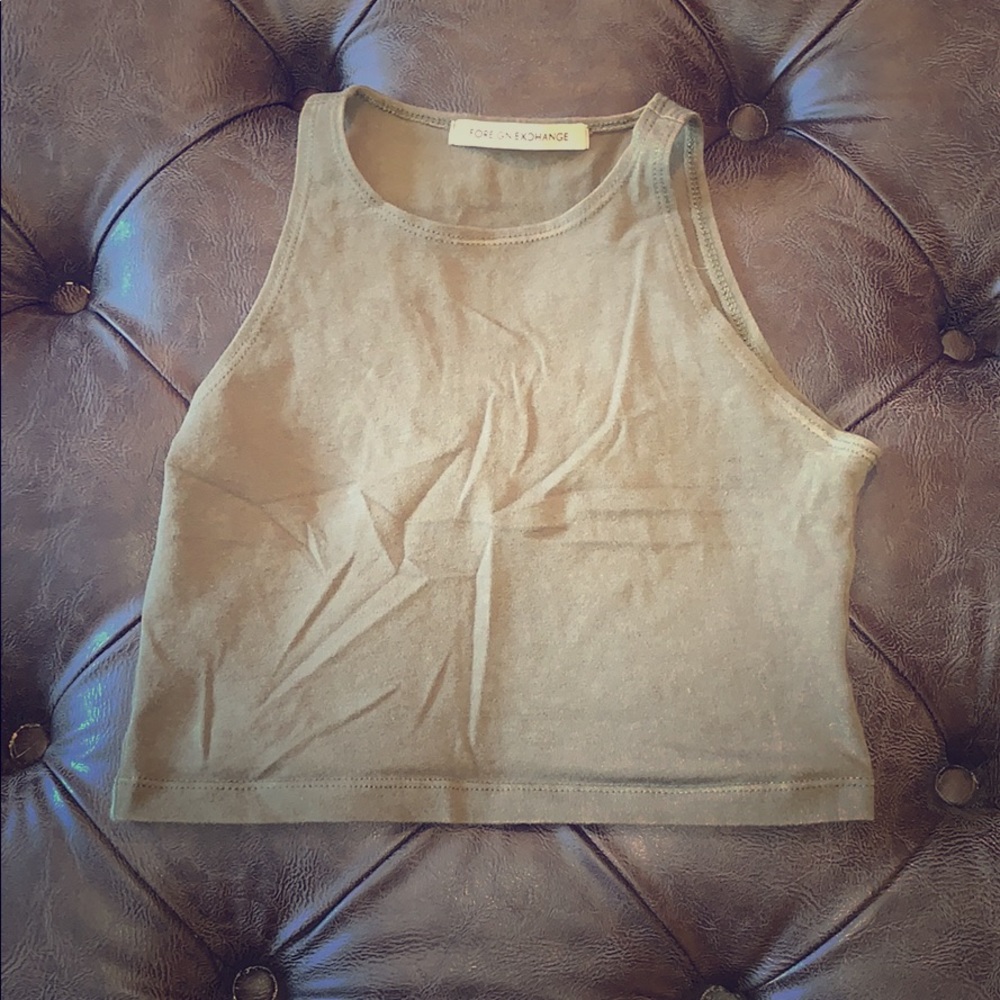 Foreign Exchange Olive Green Crop Tank
